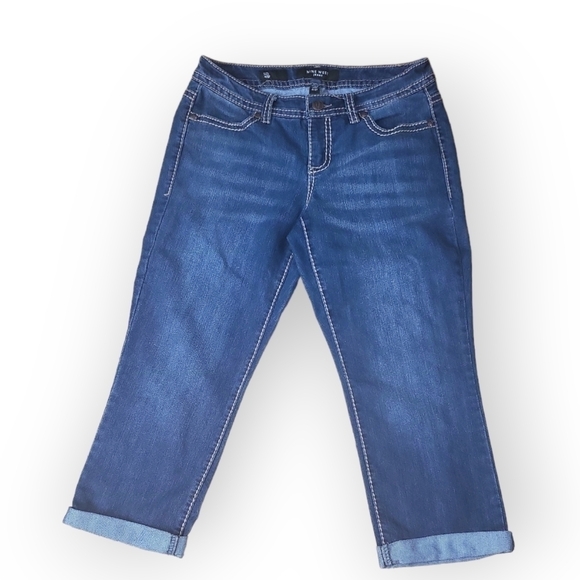 Nine West Blue Capri Jeans Rolled Cuff Size 4/27 - Picture 1 of 8